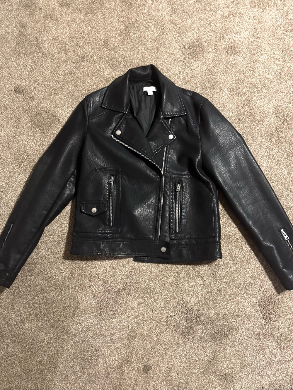Top Shop Black Faux Leather Moto Jacket